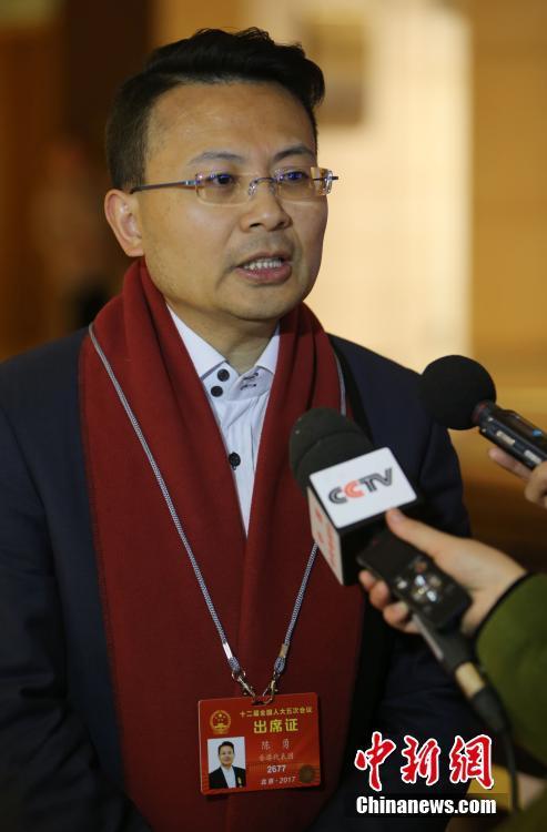 香港特区全国人大代表陈勇接受媒体采访