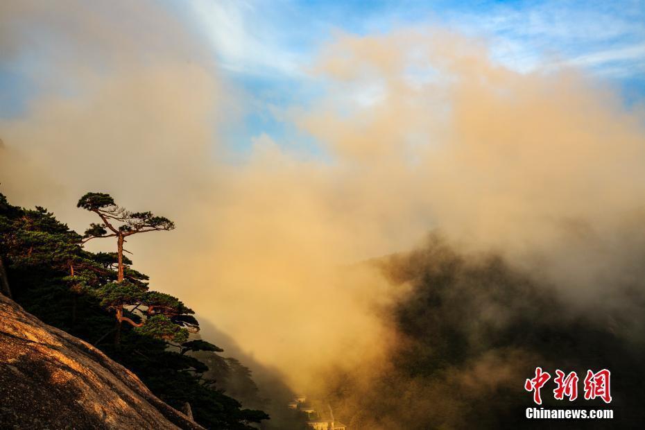 安徽黃山現(xiàn)云海晚霞