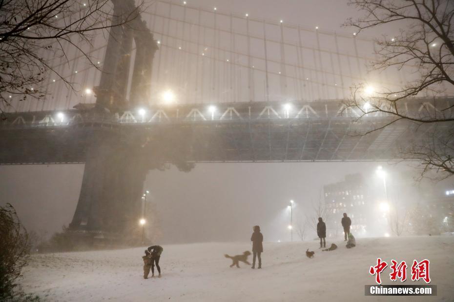 美國紐約降下大雪