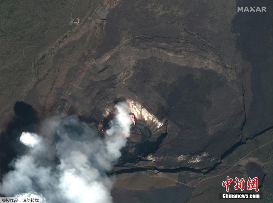 衛(wèi)星圖像記錄夏威夷基拉韋厄火山熔巖噴發(fā)過程