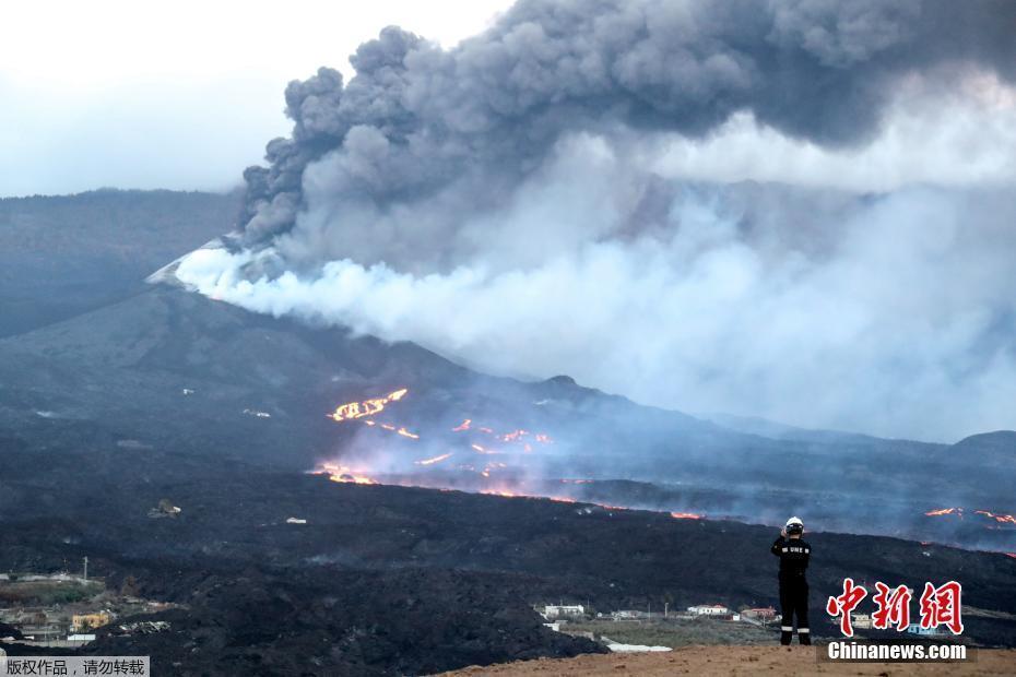 西班牙拉帕爾馬火山噴發(fā)持續(xù) 熔巖覆蓋上千公頃土地