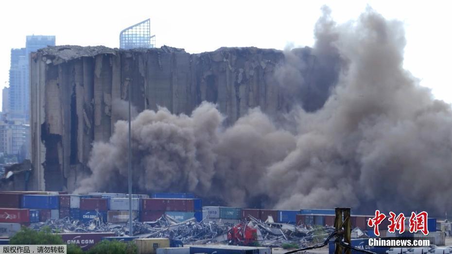 黎巴嫩贝鲁特港爆炸中受损谷仓倒塌