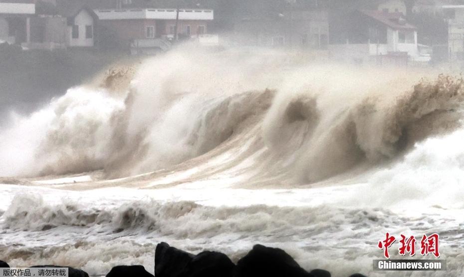 台风“轩岚诺”逼近 韩国济州岛浪高雨急