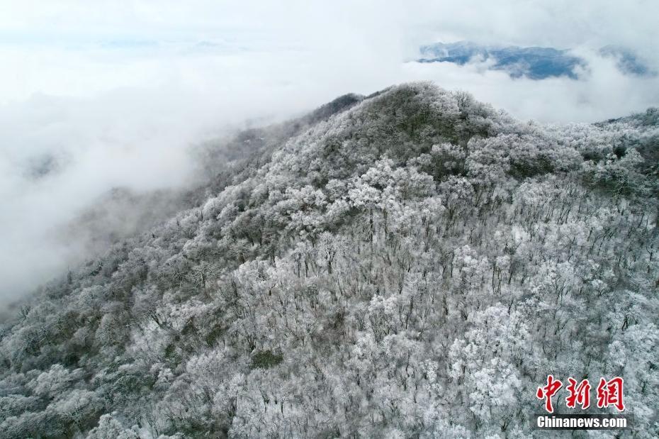 陜西漢中龍頭山銀裝素裹景色如畫