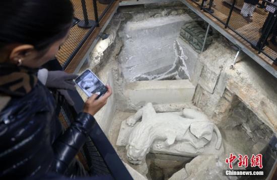 北京正陽(yáng)橋遺址考古方艙開放 鎮(zhèn)水獸亮相