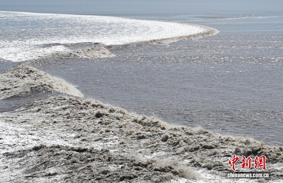 浙江海宁：钱塘江大潮汹涌壮观吸引游客